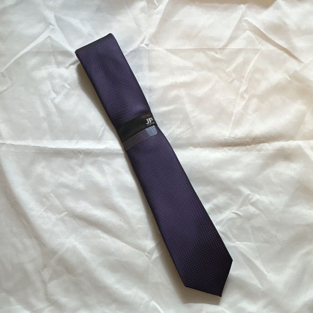 JF J.Ferrar Men's Purple Geometric Pattern Slim Tie Necktie